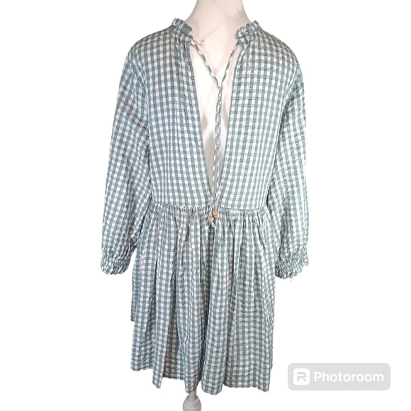 Free People S Teal Gingham Living For This Tunic mini Dress - Picture 3 of 7